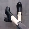 2026 Primavera y Otoño Nuevos Zapatos de Tacón Alto de Piel Suave de Comercio Exterior Plataforma de Suela Gruesa Impermeables Zapatos Pequeños de Piel Zapatos Elegantes sin Cordones Transfronterizos