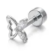 Aretes de Acero Inoxidable con Diseño de Nicho, Aretes de Zirconia de Cisne Pequeño, Tornillos para Cartílago Auricular, Piercing Corporal, Joyería Transfronteriza