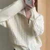 Cárdigan de Seda y Lana de Alta Gama para Mujer Otoño e Invierno, Estilo con Solapa y Cremallera para Mujer, Chaqueta de Punto de Color Sólido con Temperamento
