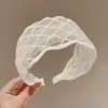 Diadema de Encaje de Verano Estilo Coreano de Malla Ancha Accesorio para el Cabello de Dama Diadema Retro para Lavarse la Cara para Cubrir el Cabello Blanco Adorno para la Cabeza para Mujeres