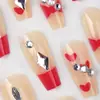 Uñas Postizas Francesas de Ballet de Longitud Media con Diseño de Escalera Cruzada Transfronterizas de 12 Piezas Manicura Portátil Uñas Postizas Uñas al por Mayor