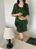 EGG NOVA Conjunto de Verano para Mujer de Algodón y Seda con Top de Manga Corta y Shorts Ropa de Casa Pijama para Mujer Primavera/Verano Se Puede Usar al Aire Libre