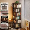 Estantería giratoria de madera maciza, estante de almacenamiento de librería de 360 grados, independiente, montado en la pared, gabinete móvil de esquina para niños, gabinete pequeño y estrecho