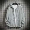 Sudadera de Felpa de Color Sólido para Hombre, Cárdigan con Capucha Holgado de Manga Larga Estilo Hong Kong, Sudadera Casual de Moda para Dropshipping