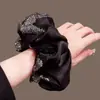 Goma para el pelo de Organza para mujer, Negra, Estilo Vintage de Alta Gama, Pedrería Fina, Satén, Goma Grande para el pelo, Diadema para mujer