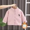 Jaqueta de Veludo Ollie Infantil, Grossa e Quente para Meninas, Jaqueta de Veludo Peça Única com Gola Alta para Meninos, Casaco Cardigan de Lã Estilo Coreano