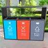 Papelera de Acero Inoxidable de Dos Compartimentos para Exteriores, Cubo de Basura para Calle y Plaza, Cubo para Cáscaras de Fruta para Oficina de Ventas de Propiedades Residenciales