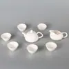 Juego de Té de Porcelana Blanca Logo Regalo Fabricante de Porcelana Blanca Dehua Juego de Té Kung Fu Sencillo Tetera Pequeña Taza de Feria Juego de Tazas de Té