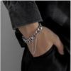 Pulseiras de Liga Personalizadas da Moda Europeia e Americana, Pulseiras de Corrente de Metal de Aço Inoxidável Hip-Hop para Homens e Mulheres, Acessórios de Mão Elegantes e Versáteis