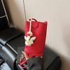 Bolsa Pequena Quatro Estações 2025 Bolsa para Celular, Bolsa Mensageiro de Ombro Coringa da Moda Bolsa Pequena com Padrão Lichia Bolsa Balde Texturizada