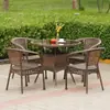 Silla de Ratán Juego de Tres Piezas Mesa de Té y Sillas para Balcón Combinación Cenador Mesa y Sillas de Exterior Patio Balcón Silla de Ocio Mesa y Sillas de Exterior