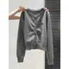 Cárdigan de Punto Bordado con Lazo y Cuello Redondo Negro para Mujer Otoño/Invierno 2026 de un Solo Botón, Abrigo Suéter Suave de Alta Gama