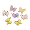 Pingente Borboleta de Aço Inoxidável Esmalte Colorido Pequeno Charme Pulseira Colar Brinco DIY Feito à Mão Acessório Peças de Joia