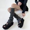Calcetines JK otoño e invierno tejidos apilados gruesos cálidos cubrepiernas verticales y2k dividido lana gris cubierta para bota de pasarela