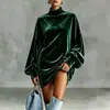 Moletom de gola alta de veludo novo para outono e inverno, importado, blusa casual solta de manga longa para mulheres, camisa de veludo multicolorida estilo europeu e americano para mulheres