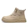 Botas Masculinas de Cano Alto com Solado Grosso Novas para Outono e Inverno Sapatos Casuais para Esportes ao Ar Livre Roupa de Trabalho Sapatos Masculinos Retrô