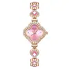 Relógio Pulseira Trevo de Quatro Folhas em Estoque para Transmissão ao Vivo, Atacado de Relógio de Quartzo de Nicho com Strass, Relógio Feminino Fashion com Sensação de Alto Padrão