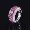 Joyería Anillo Color Champán Diamante Completo Transfronterizo Europeo y Americano Simulado Corindón Rojo Zircón Rosa Anillo Joyería para Mujer Venta al por Mayor