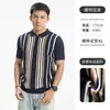 Estilo Old Money Camiseta Polo Masculina Top Verão Negócios Listrado Gola Manga Curta Malha Masculina