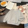 Sudadera de Algodón Puro de Manga Larga para Niños y Niñas Primavera y Otoño Nuevo Ropa Infantil para Bebés Camiseta Básica Delgada de Color Puro en Blanco Ropa Infantil a la Moda