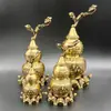 Latão Doutor Celestial Nove Tartarugas Cabaça Ornamento Cobre Puro Fu Lu Shou Relevo Artesanato Entrada de Casa Escritório Decoração Cabaça
