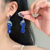 Azul Zafiro Retro Versátil Piedra Azul de Alta Gama Reemplazo de Oreja Conjunto de Collar Conjunto de Dos Piezas