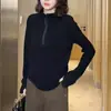 Sudadera Térmica de Forro Polar con Cuello Alto y Cremallera Talla Grande para Mujer, Nuevo Estilo Otoño e Invierno, Corte Holgado, Adelgazante, Prenda Interior Versátil para Mujer