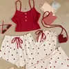 Camisón de pijama estampado al por mayor transfronterizo para mujer, lencería sexy de verano, ropa de estar para mujer talla grande, conjunto holgado de tres piezas