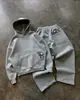 Sudadera y Pantalón de Chándal con Estampado de CD de Personalidad Callejera Americana 2025 Conjunto al por Mayor Sudadera con Capucha Y2