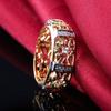 Anillo de venta caliente de AliExpress con nuevo chapado bicolor, anillo de separación de color con patrón hueco europeo y americano, joyería de moda con circonitas
