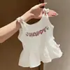 Verão Novo Estilo Desenho Animado Fashion Menina Roupas Infantis Bebê Fofo Laço Sem Mangas Colete Camiseta Vestido