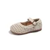Zapatos de Cuero para Niñas 2026 Primavera Nuevo Estilo Zapatos Coreanos Trenzados de Encaje de Princesa con Correa Única Moda Planos Versátiles