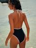 Traje de baño enterizo sexy ajustado para mujer Xingcheng de comercio exterior transfronterizo Amazon 2025 de nailon con escote en V profundo