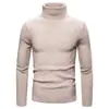 Outono Inverno Comércio Exterior Masculino Cor Sólida Gola Alta Suéter Estilo Coreano Slim Fit Jovem Listrado Pulôver Camada Base Tricô
