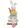 Muñeco de Conejo de Pascua Transfronterizo Sosteniendo Zanahoria Cesta de Flores Adorno Lindo de Conejito Decoración Festiva