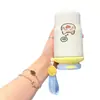 Taza isotérmica de doble boca con estampado de gatito y pez, suave y linda, transfronteriza, con cordón, adecuada para estudiantes, para ir al trabajo y para el coche, portátil y fácil de llevar
