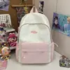 Mochila Color Block Fofa para Mulheres Casual Fofa Fresca Pequena Mochila Grande Capacidade para Alunos do Ensino Fundamental Médio Universitários Bolsa Escolar