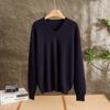 Suéter de cachemira 100% pura para hombre, cuello en V, doble elevación, grueso, color sólido, novedad de invierno, suéter informal cálido.