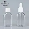 Paquete Shunfeng muestra de 30 ml botella plana capacidad pequeña botella de glicerina botella gotero de esencia 18 dientes PET