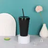 Taza de pipeta de color caramelo de moda para redes sociales, superventas, sin bordes, taza de pipeta de plástico americana con tapa, taza de agua al por mayor