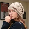 Gorro de Tricô de Inverno Europeu e Americano Versátil Slouchy Chapéu Fashionável Estiloso Emagrecimento Facial Espesso Solto Pós-parto Chapéu de Lã para Mulheres