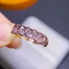 Anillo de Espinela Birmana Natural, Piedra Principal de 3*5 mm, Ropa de Trabajo Diaria con Electrochapado en Plata de Ley 925 e Incrustación de Oro de 18 Quilates