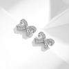 Pendientes de lazo bonitos, dulces pendientes de plata de ley S925, temperamento de princesa femenina con diamantes incrustados, para dormir libremente.