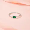 Anel Octogonal de Esmeralda em Prata de Lei S925 Transfronteiriço para Mulheres, Estilo Simples e de Alto Padrão, Anel Feminino com Esmeralda Cultivada em Laboratório
