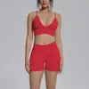 Top esportivo com costas cruzadas e sem bojo, conjunto de roupas de yoga sem costura, conjunto de shorts de secagem rápida e justo para levantar o bumbum, roupas de corrida e fitness de secagem rápida