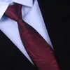 Corbata Vestido de Hombre Cremallera Negocios Trabajo Profesional Boda Novio Coreana Rayada Ancha Negro Vino Tinto Damas