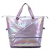 Bolsa de Fitness Deportiva de Moda Láser Colorida Gran Capacidad Bolsa Justo a Tiempo para Viajes de Negocios de Corta Distancia Bolsa de Almacenamiento de Equipaje Separada para Seco y Húmedo