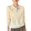 Camisa de punto de lana con cuello polo para otoño e invierno, cárdigan chaqueta, de un solo botón, nuevo 2026, suelta, con empalmes, mezcla