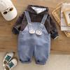 Moda Ropa de Otoño para Niños 2025 Primavera y Otoño Nuevo Elegante Conjunto de Dos Piezas de Peto de Mezclilla para Niños y Niñas Sudadera para Bebé Tendencia