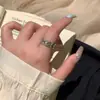 Anillo de Estilo Vintage Hueco Tallado Imitación Piedra Ojo de Tigre con Diseño Único, Adecuado para el Dedo Índice o como un Exquisito Anillo de Cola Retro